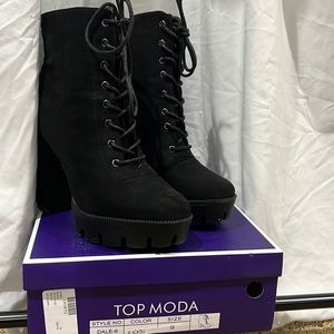 Platform Faux Suede Combat Boots